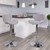 Contemporary Gray Fabric Adjustable Height Barstool with Curved Back and Chrome Base Contemporary Gray Fabric Adjustable Height Barstool with Curved Back and Chrome Base