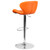 Contemporary Orange Vinyl Adjustable Height Barstool with Curved Back and Chrome Base Contemporary Orange Vinyl Adjustable Height Barstool with Curved Back and Chrome Base