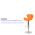 Contemporary Orange Vinyl Adjustable Height Barstool with Curved Back and Chrome Base Contemporary Orange Vinyl Adjustable Height Barstool with Curved Back and Chrome Base