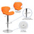 Contemporary Orange Vinyl Adjustable Height Barstool with Curved Back and Chrome Base Contemporary Orange Vinyl Adjustable Height Barstool with Curved Back and Chrome Base