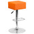 Contemporary Orange Vinyl Adjustable Height Barstool with Square Seat and Chrome Base Contemporary Orange Vinyl Adjustable Height Barstool with Square Seat and Chrome Base