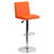 Contemporary Orange Vinyl Adjustable Height Barstool with Panel Back and Chrome Base Contemporary Orange Vinyl Adjustable Height Barstool with Panel Back and Chrome Base