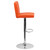 Contemporary Orange Vinyl Adjustable Height Barstool with Panel Back and Chrome Base Contemporary Orange Vinyl Adjustable Height Barstool with Panel Back and Chrome Base
