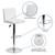 Contemporary White Vinyl Adjustable Height Barstool with Panel Back and Chrome Base Contemporary White Vinyl Adjustable Height Barstool with Panel Back and Chrome Base