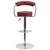 Contemporary Burgundy Vinyl Adjustable Height Barstool with Arms and Chrome Base Contemporary Burgundy Vinyl Adjustable Height Barstool with Arms and Chrome Base