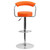 Contemporary Orange Vinyl Adjustable Height Barstool with Arms and Chrome Base Contemporary Orange Vinyl Adjustable Height Barstool with Arms and Chrome Base