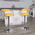 Contemporary Yellow Vinyl Adjustable Height Barstool with Arms and Chrome Base Contemporary Yellow Vinyl Adjustable Height Barstool with Arms and Chrome Base