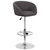 Contemporary Charcoal Fabric Adjustable Height Barstool with Barrel Back and Chrome Base Contemporary Charcoal Fabric Adjustable Height Barstool with Barrel Back and Chrome Base