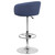 Contemporary Blue Fabric Adjustable Height Barstool with Barrel Back and Chrome Base Contemporary Blue Fabric Adjustable Height Barstool with Barrel Back and Chrome Base