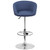 Contemporary Blue Fabric Adjustable Height Barstool with Barrel Back and Chrome Base Contemporary Blue Fabric Adjustable Height Barstool with Barrel Back and Chrome Base