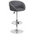 Contemporary Gray Vinyl Adjustable Height Barstool with Barrel Back and Chrome Base Contemporary Gray Vinyl Adjustable Height Barstool with Barrel Back and Chrome Base