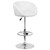 Contemporary White Vinyl Adjustable Height Barstool with Barrel Back and Chrome Base Contemporary White Vinyl Adjustable Height Barstool with Barrel Back and Chrome Base