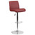 Contemporary Burgundy Vinyl Adjustable Height Barstool with Rolled Seat and Chrome Base Contemporary Burgundy Vinyl Adjustable Height Barstool with Rolled Seat and Chrome Base