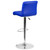 Contemporary Blue Vinyl Adjustable Height Barstool with Rolled Seat and Chrome Base Contemporary Blue Vinyl Adjustable Height Barstool with Rolled Seat and Chrome Base