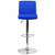 Contemporary Blue Vinyl Adjustable Height Barstool with Rolled Seat and Chrome Base Contemporary Blue Vinyl Adjustable Height Barstool with Rolled Seat and Chrome Base