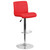 Contemporary Red Vinyl Adjustable Height Barstool with Rolled Seat and Chrome Base Contemporary Red Vinyl Adjustable Height Barstool with Rolled Seat and Chrome Base