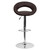 Contemporary Brown Vinyl Rounded Orbit-Style Back Adjustable Height Barstool with Chrome Base Contemporary Brown Vinyl Rounded Orbit-Style Back Adjustable Height Barstool with Chrome Base