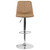 Contemporary Cappuccino Vinyl Adjustable Height Barstool with Embellished Stitch Design and Chrome Base Contemporary Cappuccino Vinyl Adjustable Height Barstool with Embellished Stitch Design and Chrome Base