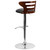 Walnut Bentwood Adjustable Height Barstool with Three Slot Cutout Back and Black Vinyl Seat Walnut Bentwood Adjustable Height Barstool with Three Slot Cutout Back and Black Vinyl Seat