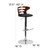 Walnut Bentwood Adjustable Height Barstool with Three Slot Cutout Back and Black Vinyl Seat Walnut Bentwood Adjustable Height Barstool with Three Slot Cutout Back and Black Vinyl Seat