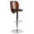 Walnut Bentwood Adjustable Height Barstool with Cutout Extended Back and Black Vinyl Seat Walnut Bentwood Adjustable Height Barstool with Cutout Extended Back and Black Vinyl Seat