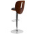 Walnut Bentwood Adjustable Height Barstool with Cutout Extended Back and Black Vinyl Seat Walnut Bentwood Adjustable Height Barstool with Cutout Extended Back and Black Vinyl Seat