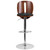 Walnut Bentwood Adjustable Height Barstool with Cutout Extended Back and Black Vinyl Seat Walnut Bentwood Adjustable Height Barstool with Cutout Extended Back and Black Vinyl Seat