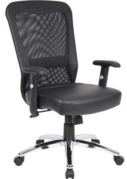 Web Leather Mesh Chair with Chrome Base