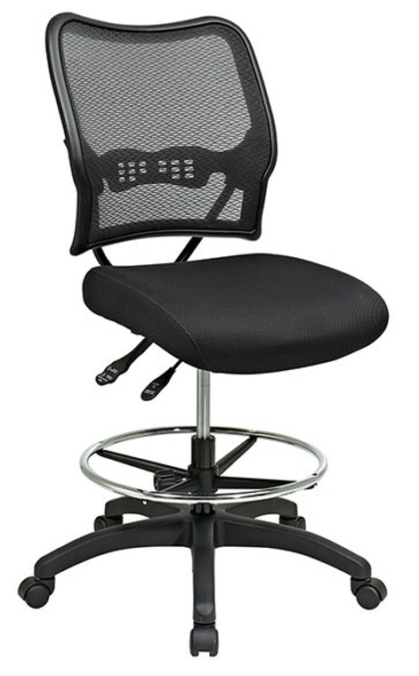 Deluxe Dark Back Drafting Chair with Black Mesh Seat and Dual Function