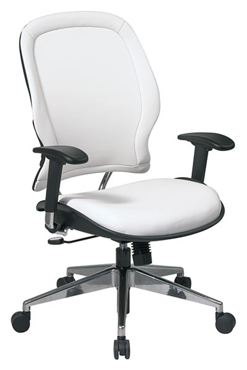 White Vinyl Managers Chair with Polished Aluminum Base