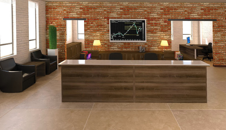 Amber U-Shape Reception Desk Shell with Glass Counter