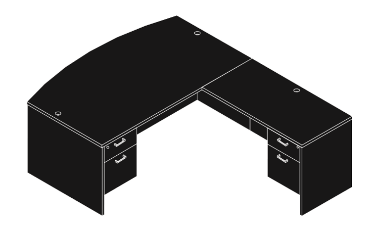 Amber Bow Front Executive L-Shape Desk with Suspended Pedestals