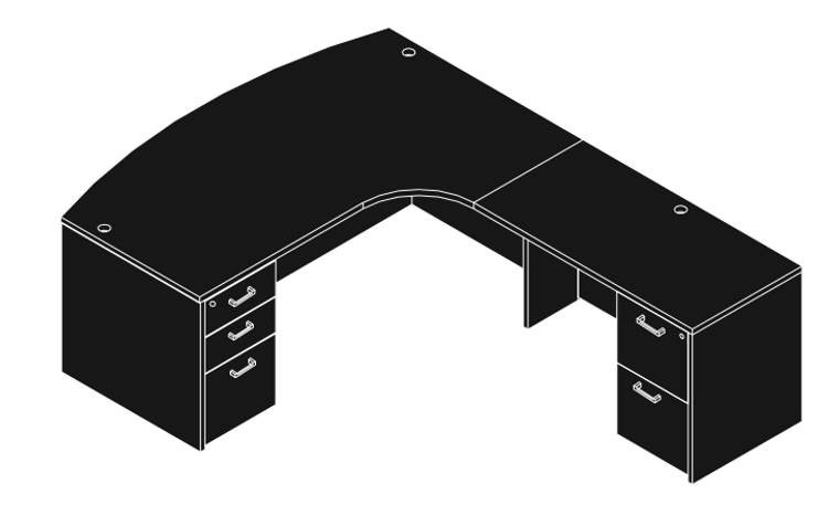 Amber Bow Front Executive L-Shape Computer Corner Desk