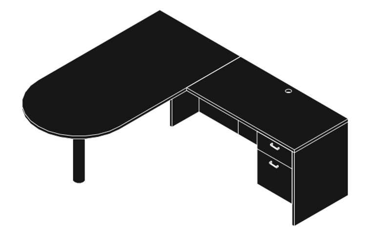 Amber 71" Bullet Front Executive L-Shape Desk with Suspended Pedestal