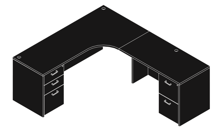 Amber L-Shape Executive Computer Corner Credenza
