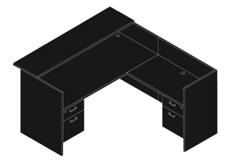 Amber L-Shape Reception Desk with Suspended Pedestals