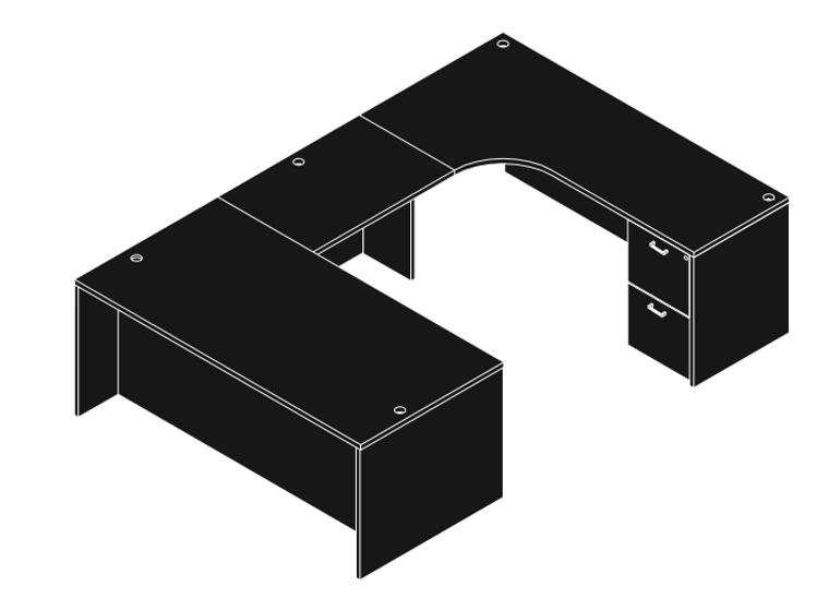 Amber U-Shape Executive Desk with Computer Corner Credenza