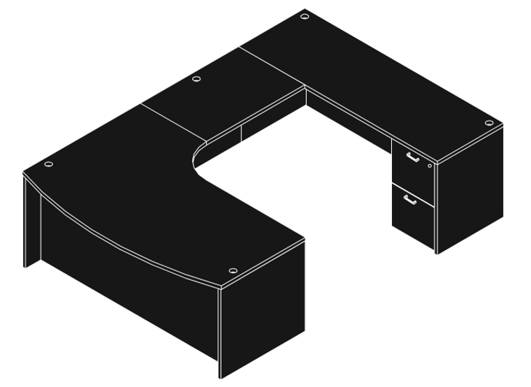 Amber Bow Front U-Shape Executive Computer Corner Desk