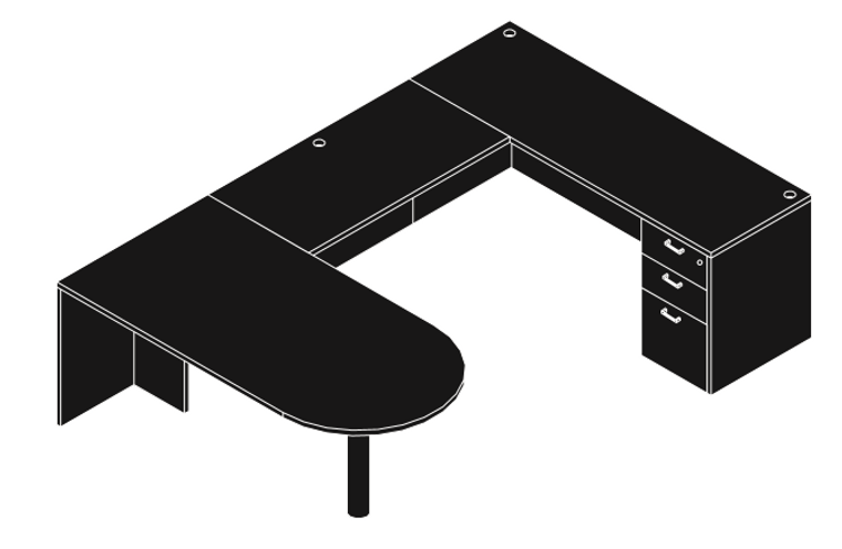 Amber Bullet Front U-Shape Executive Desk