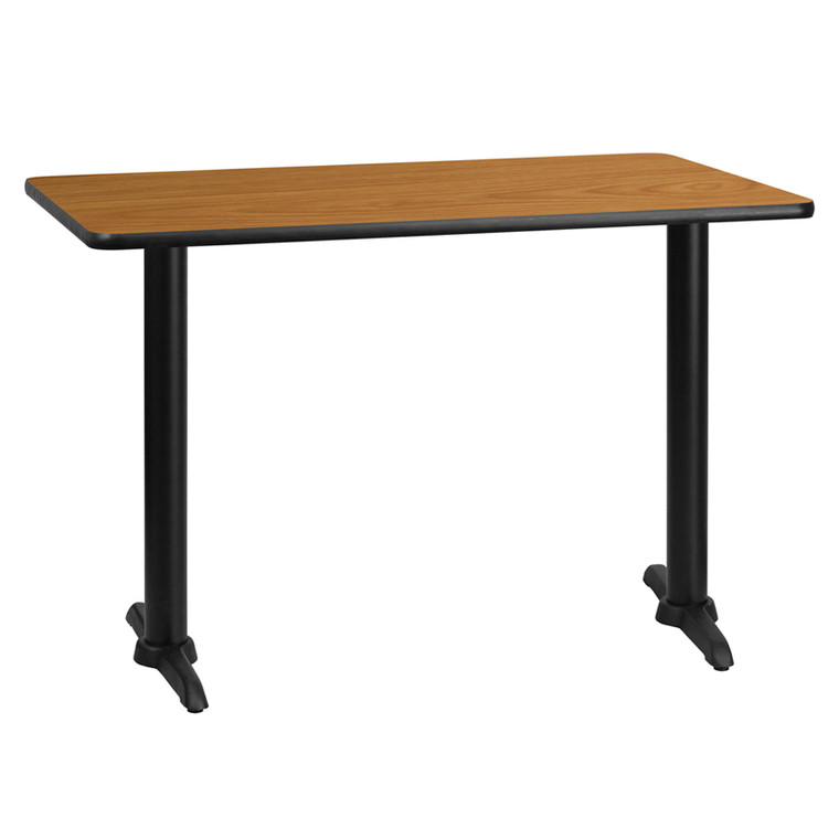 30'' x 45'' Rectangular Natural Laminate Table Top with 5'' x 22'' Table Height Bases