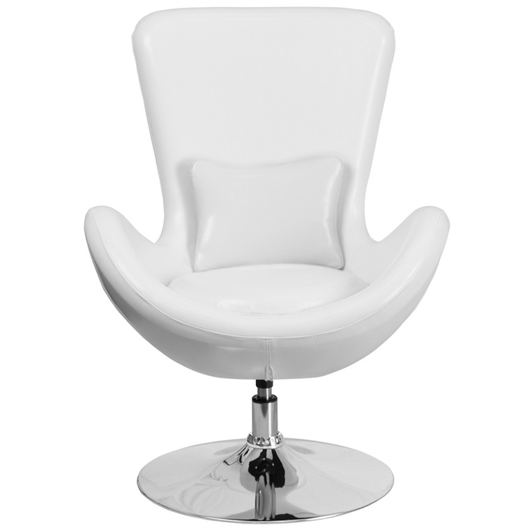 Egg Series White LeatherSoft Side Reception Chair