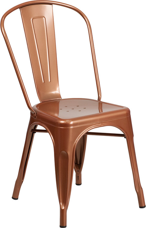 Commercial Grade Copper Metal Indoor-Outdoor Stackable Chair