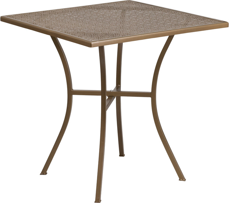 Commercial Grade 28" Square Gold Indoor-Outdoor Steel Patio Table