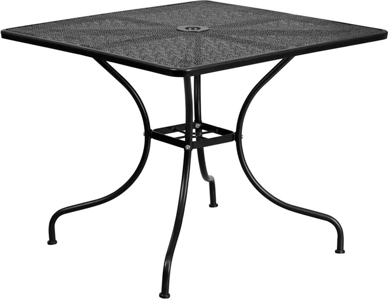 Commercial Grade 35.5" Square Black Indoor-Outdoor Steel Patio Table