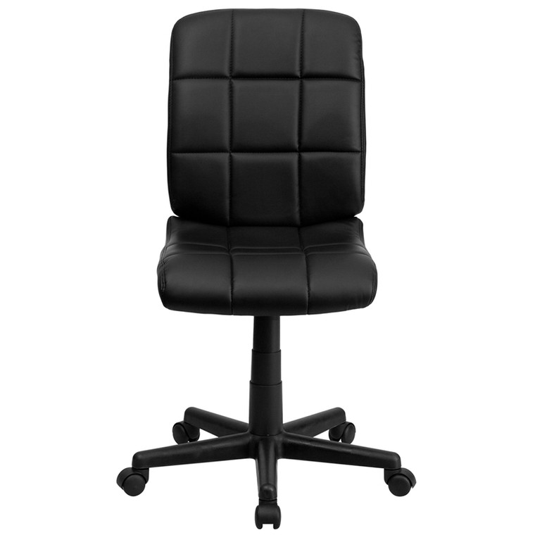 Mid-Back Black Quilted Vinyl Swivel Task Office Chair