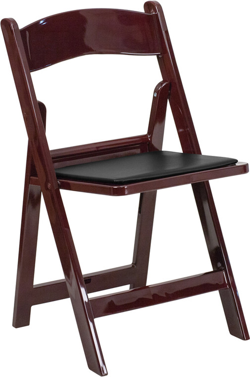 HERCULES Series 1000 lb. Capacity Red Mahogany Resin Folding Chair with Black Vinyl Padded Seat