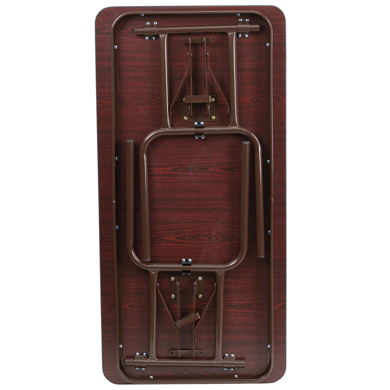 24'' x 48'' Rectangular High Pressure Mahogany Laminate Folding Banquet Table