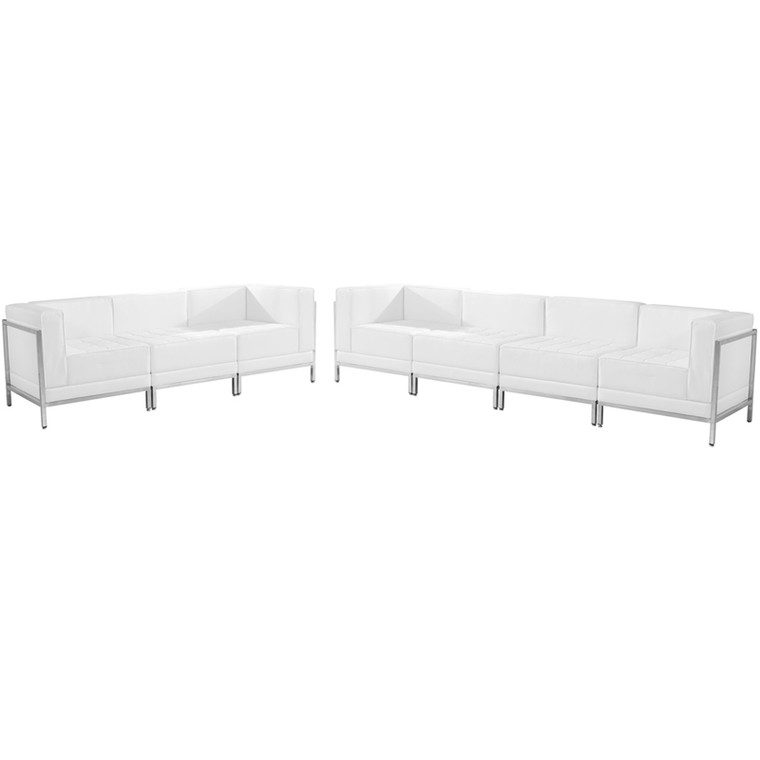 White Leather Sofa Set, 5 Pieces