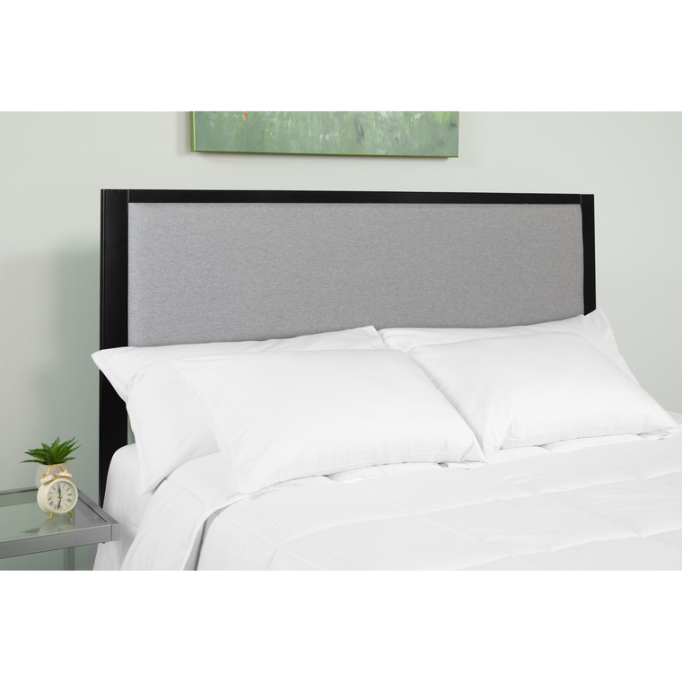 Melbourne Metal Upholstered Full Size Headboard in Light Gray Fabric