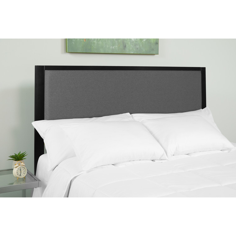 Melbourne Metal Upholstered King Size Headboard in Dark Gray Fabric